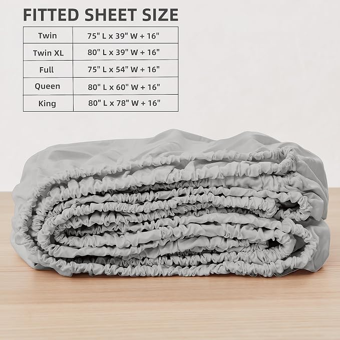 HBHLFZ Twin Fitted Sheet Only, Soft Breathable Bottom Sheet - Image 2