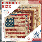 HunnmingRe 20 Pcs 10x10'' Vintage Patriotic Quilting Fabric Square Red White - Image 2