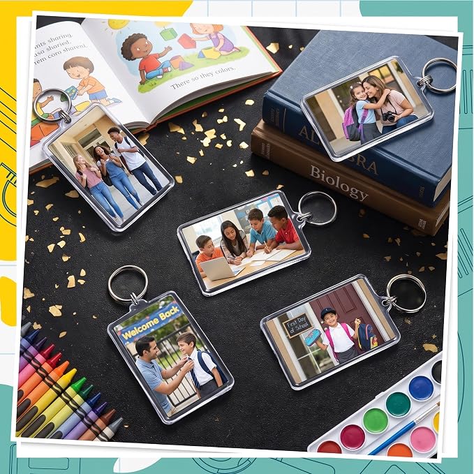 Yaomiao Acrylic Photo Frame Keychain Holder Photo Picture Insert Blank Keyring - Image 6