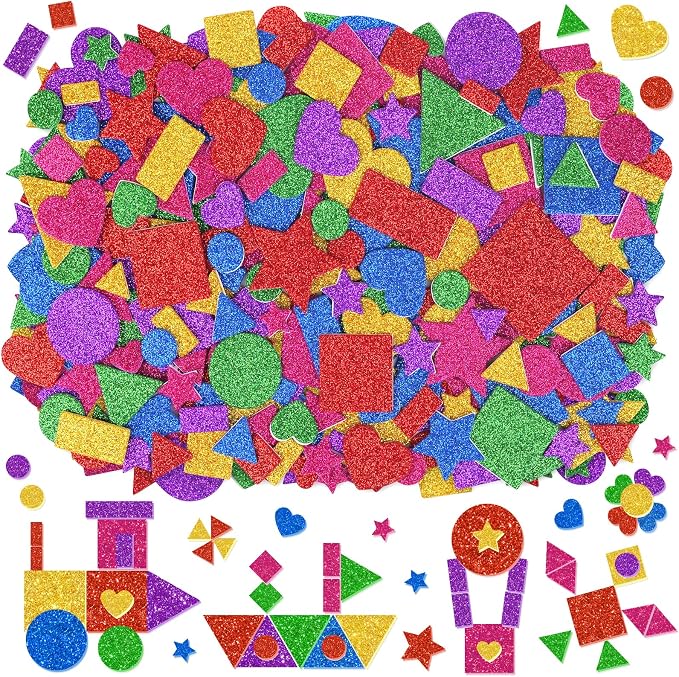 750Pcs Foam Stickers, Colorful Foam Shape Stickers Self Adhesive Star Heart by Huimdery