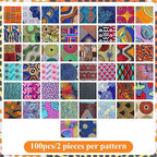 100 Pcs 10 x 10 Inch African Cotton Fabric Squares Quilting Fabrics Bundles - Image 3