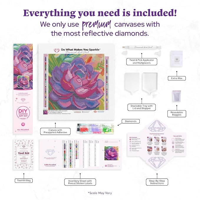 DIAMOND ART CLUB Lolite Succulent Diamond Painting Kit, Fun DIY Crafts - Image 3
