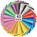 FUNKAKA Glitter HTV Heat Transfer Vinyl Bundle, 43 Pack 12" x 10" Sheets HTV by FUNKAKA