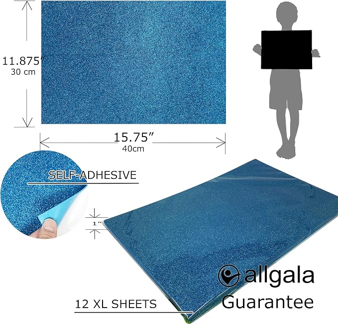 Allgala X-Large Self-Adhesive Glitter EVA Foam Sheets 12 Pack 12x16 inch Paper - Image 2