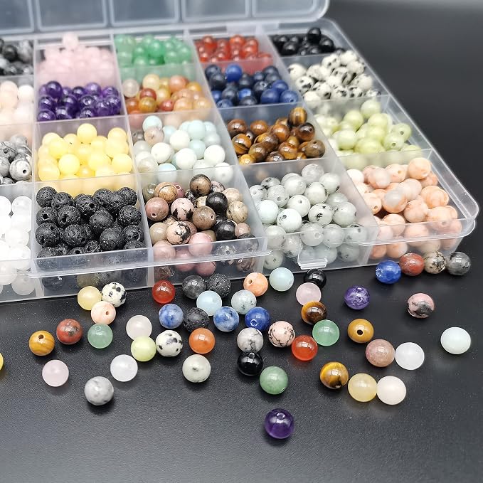 1200pcs 6mm Natural Gemstone Beads Crystal Bracelet Jewelry Making Kit | - Image 3