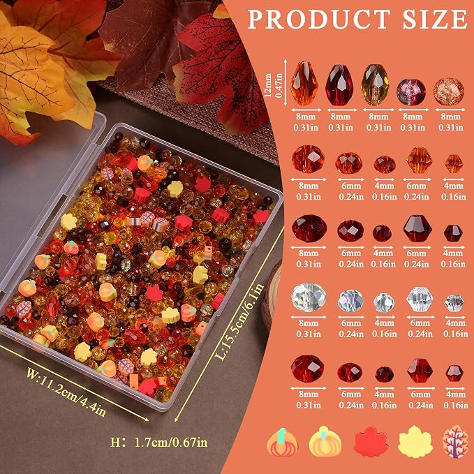 ZHIYUXI 1150PCS Thanksgiving Beads Fall Orange Glass Beads Jewelry Making | - Image 6