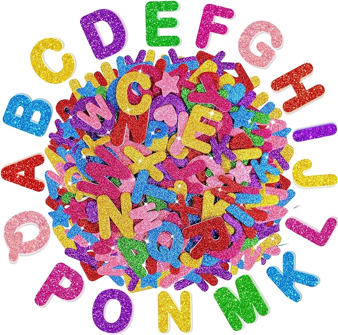 Foam Letter Stickers, 7 Sheets 3D Glitter Alphabet Stickers by Unknown