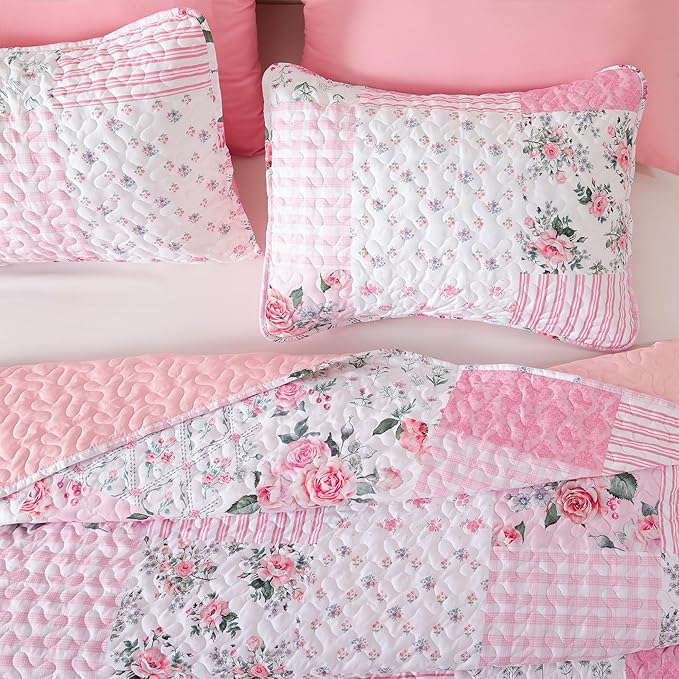 YIKUSH Quilt Sets Twin Size Floral Quilt Set 2 Pieces Bedding Set Bedspreads - Image 3
