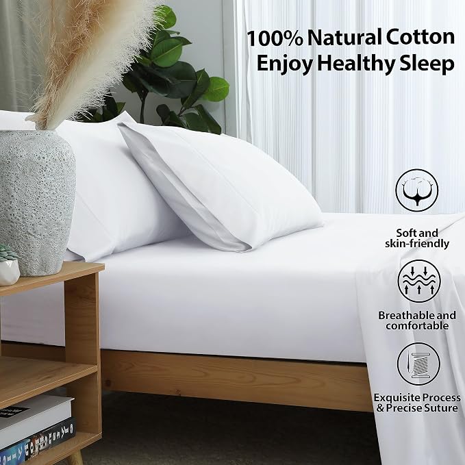King Size Fitted Sheet Only White, 100% Egyptian Cotton 600 Thread Count - Image 3