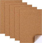 5 Pack Cork Sheet 1mm Adhesive Thin Cork Sheets 11.8 * 7.9 Inch Rectangle by Unknown