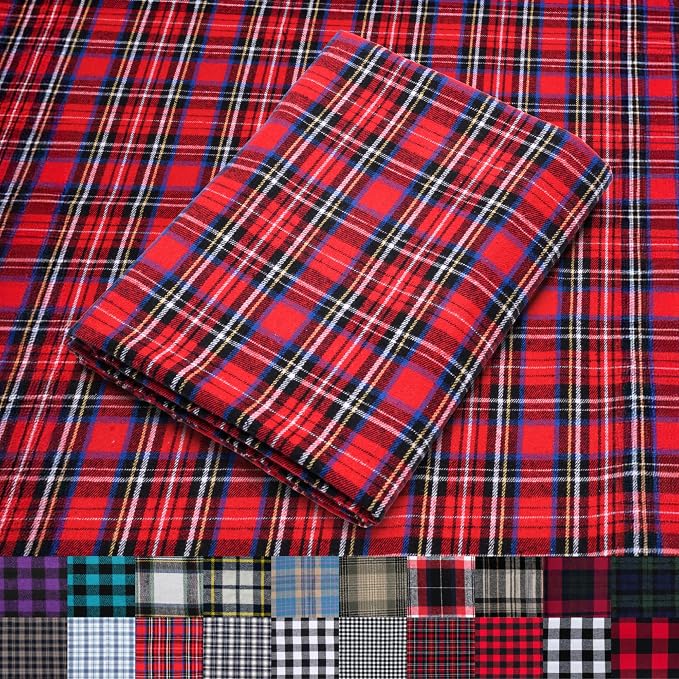 Pico Textiles 6 Yards Bolt Red and Black Tartan Plaid Flannel Fabric by PicoTextiles
