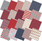 HunnmingRe 20 Pcs 10x10'' Patriotic Quilting Fabric Square Red White Blue by HunnmingRe