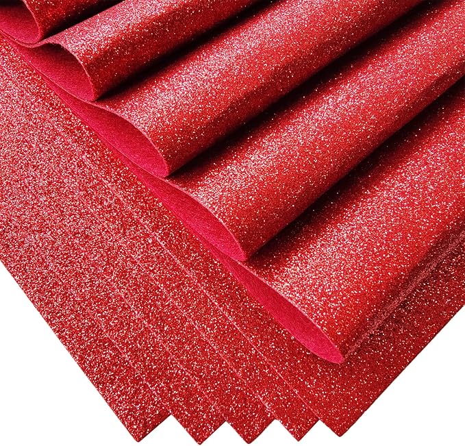 Jtnohx Glitter Felt Fabric, 8 x12 inches Felt Square Glitter - Image 4