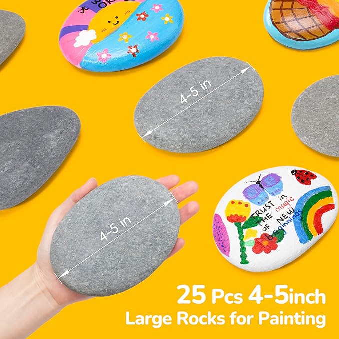 Simetufy 15 Pcs Large Rocks for Painting, 4-5 Inch River Rocks Painting Stones - Image 3