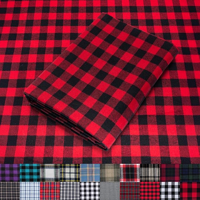 Pico Textiles 10 Yards Bolt Black and Red Buffalo Plaid Checkered Flannel Fabric by PicoTextiles