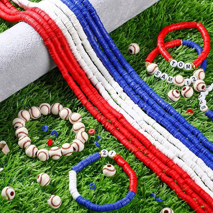 Ferreve 4200 Pcs Baseball 12 Strands Clay Beads Bracelet Making Kit, 100 Letter - Image 4