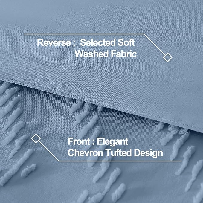 Andency Greyish Blue Oversized Queen Comforter Set, Boho Soft Warm Bedding - Image 8