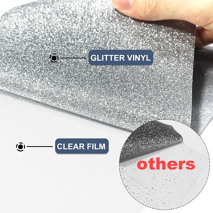 Silver Glitter Heat Transfer Vinyl 12" x 5 ft HTV - Image 4