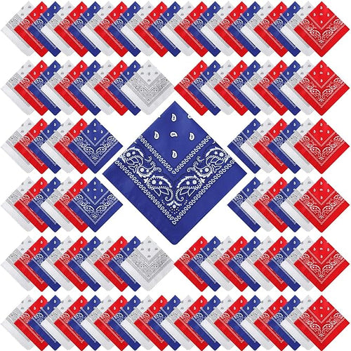 100 Pack Bandanas Unisex Paisley Bandanas Bulk Multi Purpose Cowboy Head Wrap by Handepo
