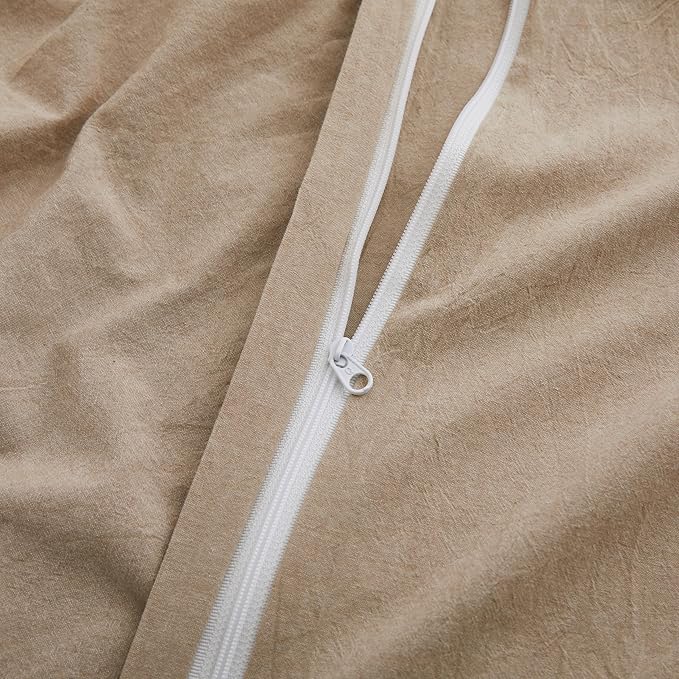 LOVQUE Linen Grey Duvet Cover Twin Size, 100% Washed Cotton Linen Like Bedding - Image 5