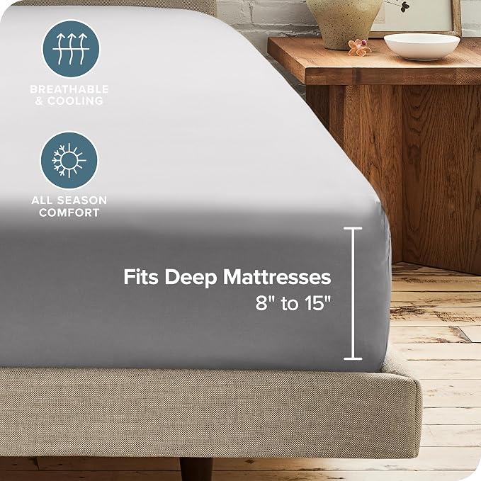Bare Home 2-Pack Fitted Bottom Sheets King - Image 4