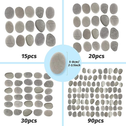 DALTACK 30 Pcs Large Rocks for Painting, Natural Flat River Rocks, 2-3 Inch - Image 2