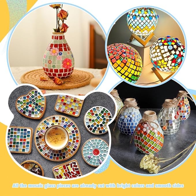 500Pcs Mixed Colors Glass Mosaic Tiles 10mm Transparent Crystal Glass Tiles - Image 6