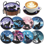 Cumule 8 Pcs Wolves Diamond Art Coasters Kits by cumule