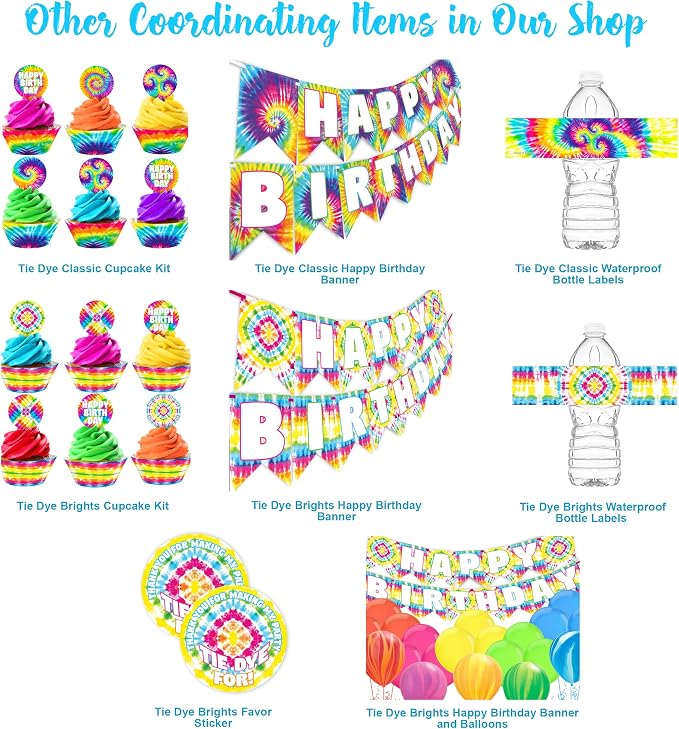Tie Dye Cupcake Toppers and Cupcake Wrappers - Image 2