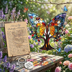 Butterfly Gifts for Women, Acrylic Butterfly Suncatcher Faux Stained Glass - Image 2