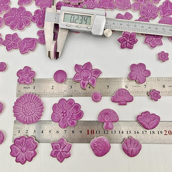 500g/1.1lb Ceramic Mosaic Tiles Mixed Shapes of Flowers, Mushrooms - Image 4