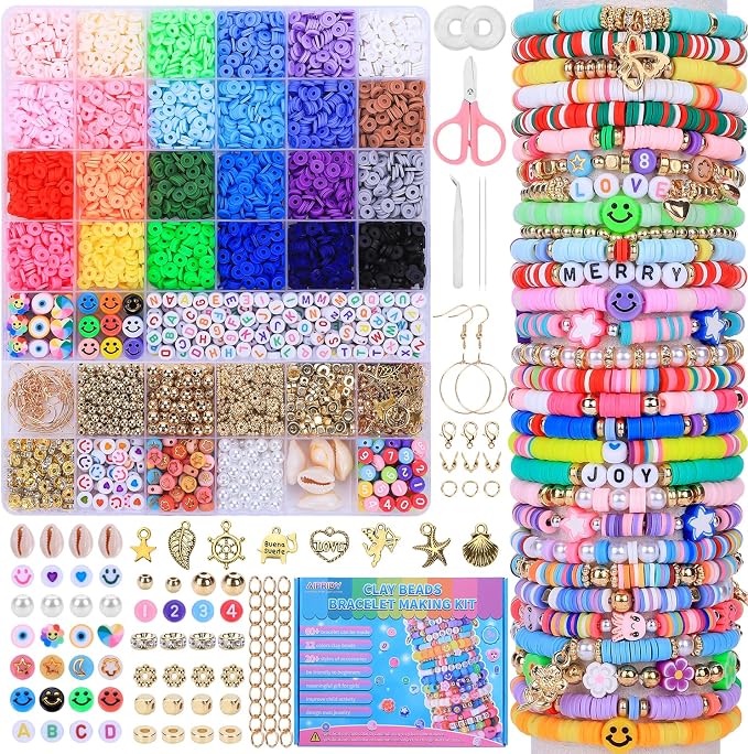 AIPRIDY Girls Toys Bracelet Making Kit, Clay Beads Jewelry Activity Kit by AIPRIDY