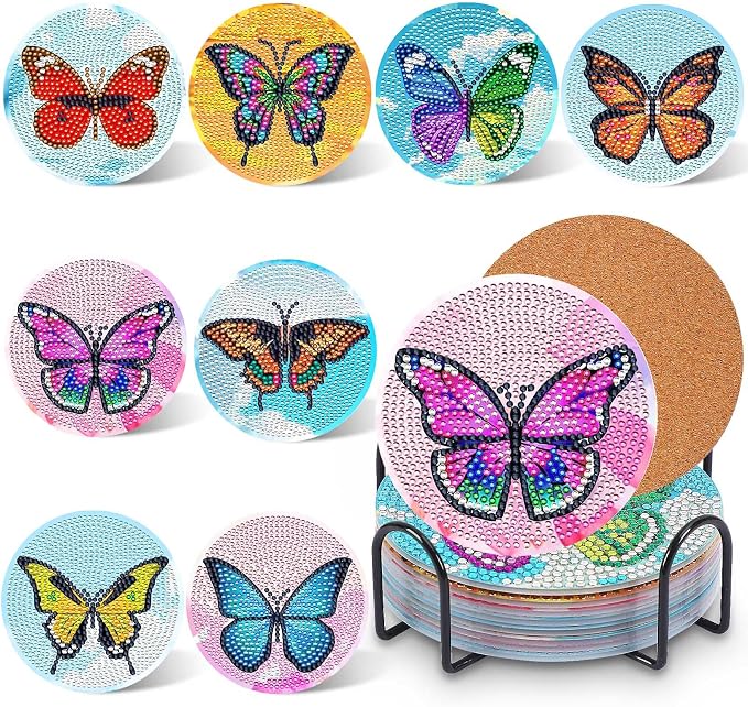 UPINS 8Pcs Diamond Art Painting Coasters by UPINS