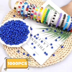 Royal Blue Pony Beads for Bracelet 1000 Pcs Plastic Beads for Friendship - Image 3