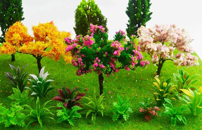 MOMOONNON 28 Pcs Miniature Fairy Garden Tree Plant Ornament, Mixed Model Trees - Image 6