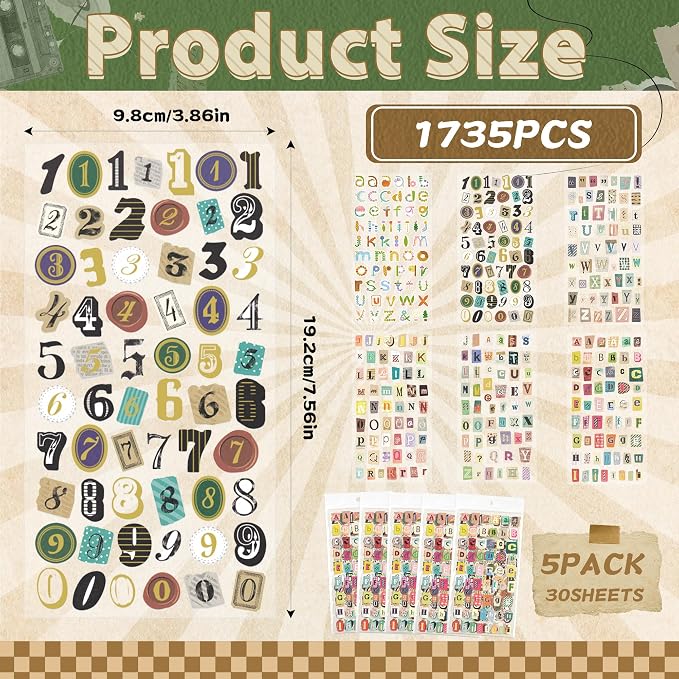 30 Sheets Vintage Letter Stickers - Image 2
