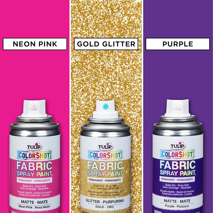 TULIP ColorShot Fabric Spray Paint, 3 Pack Jewel Tone Gem Colors Neon Pink - Image 4