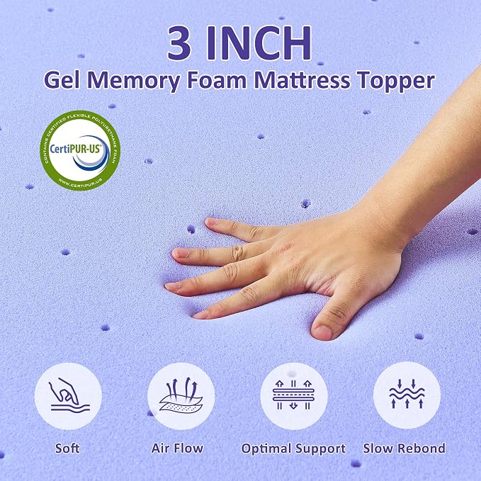 3 Inch Gel Memory Foam Mattress Topper Twin Size - Image 5