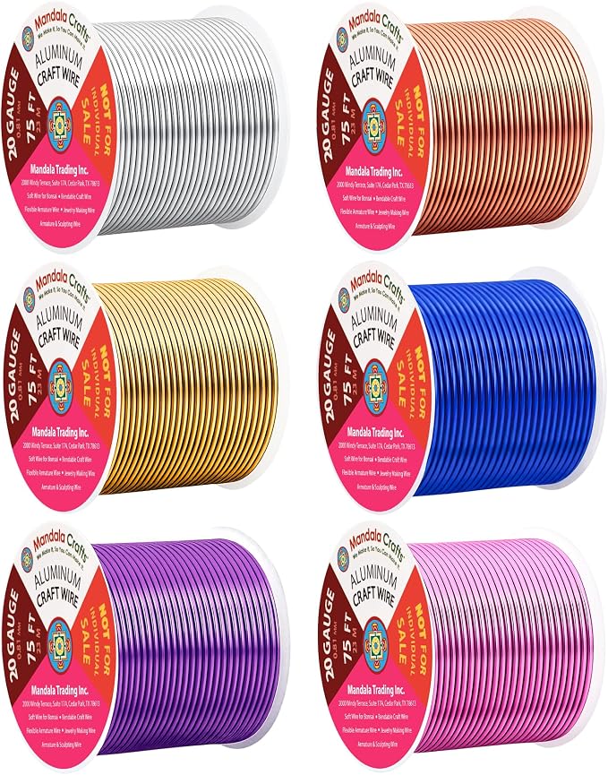 Mandala Crafts 20 GA Gold Blue Purple Assorted Anodized Aluminum Craft Wire | by MandalaCrafts