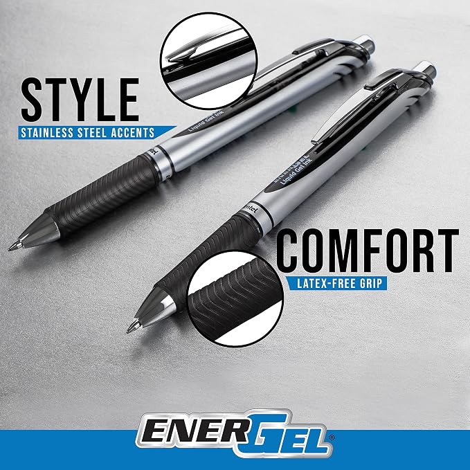 Pentel EnerGel RTX Retractable Liquid Gel Ink Pen, Medium line, Forest Green Ink - Image 3