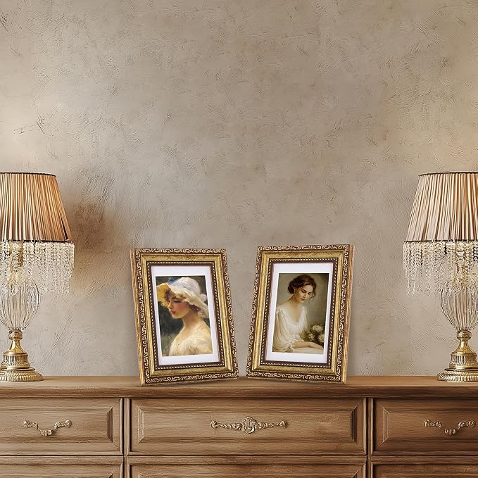 eletecpro 4x6 Vintage Picture Frame, Glass Cover, Bronze Gold, Horizontal or - Image 7