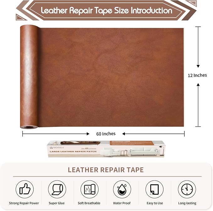 KING MOUNTAIN Leather Repair Patch, 12 x 60 Inches self Adhesive Leather Repair - Image 4