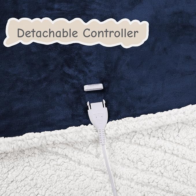 Electric Heated Blanket Queen Size 84"x90", Soft Flannel - Image 7