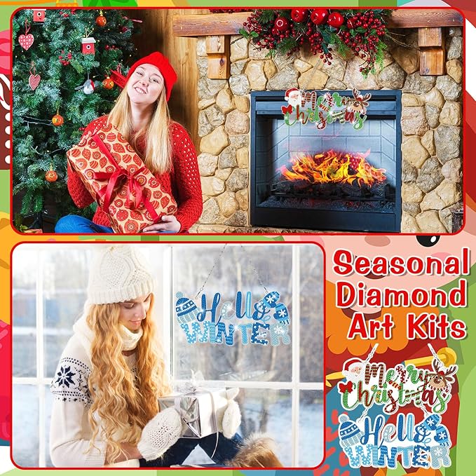 Cinnvoice 12 Pcs Summer Seasonal Diamond Art Hanging Ornament Kit - Image 2