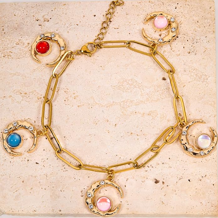 Gold-Tone Moon Charms with Rhinestones - Image 5