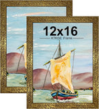 KTKDE 12x16 Picture Frame Set of 2, Ornate Vintage Gold Poster Frames by KTKDE
