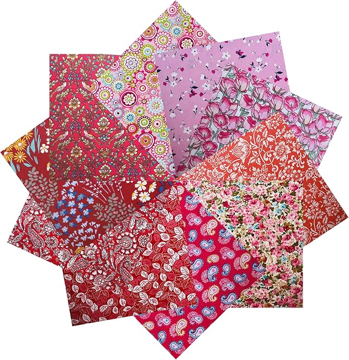 HANPATQUI 50PCS 5 x 5 inch 100% Cotton Fat Quarters Fabric by HANPATQUI