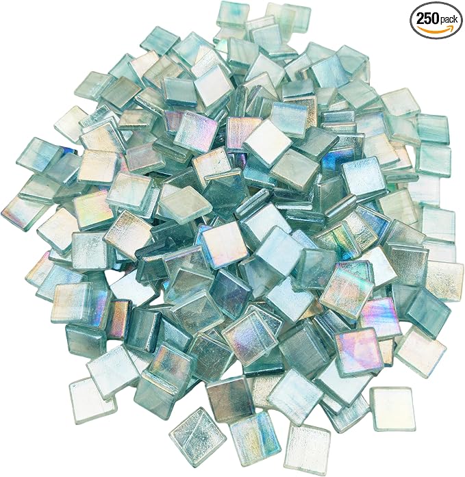 1.1 LB Ice Jade Mosaic Tiles, 0.59“ Square Glass Mosaic Pieces by BTMIEY