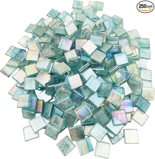 1.1 LB Ice Jade Mosaic Tiles, 0.59“ Square Glass Mosaic Pieces by BTMIEY
