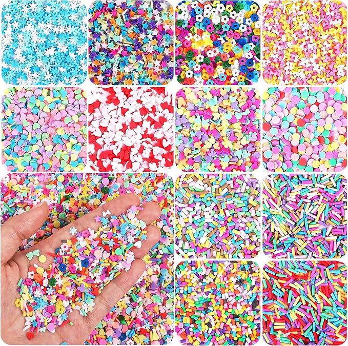 DIYASY 180g Fake Sprinkles, 6.35 oz Mini Faux Sprinkle Polymer Clay Slices by HandicraftsandDecoration